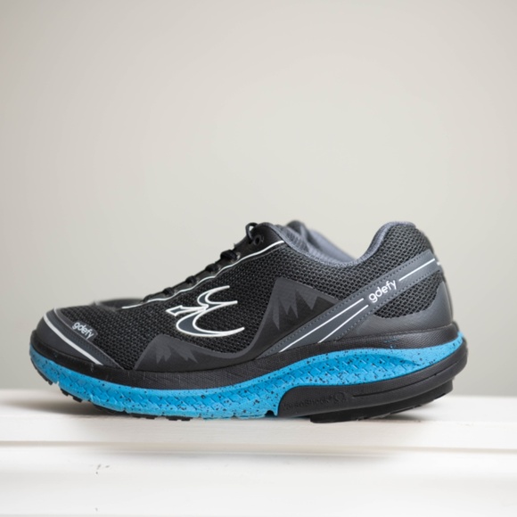 Gdefy Gravity Defyer Mighty Walk Men's 12 Black Blue Mesh Comfortable Sneakers - Picture 4 of 8